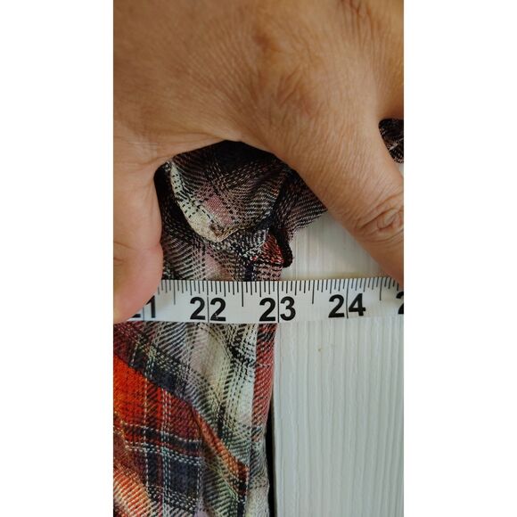 Melissa McCarthy Seven7 Women's Red Plaid Large 3/4 Balloon Sleeve Top - Picture 6 of 6